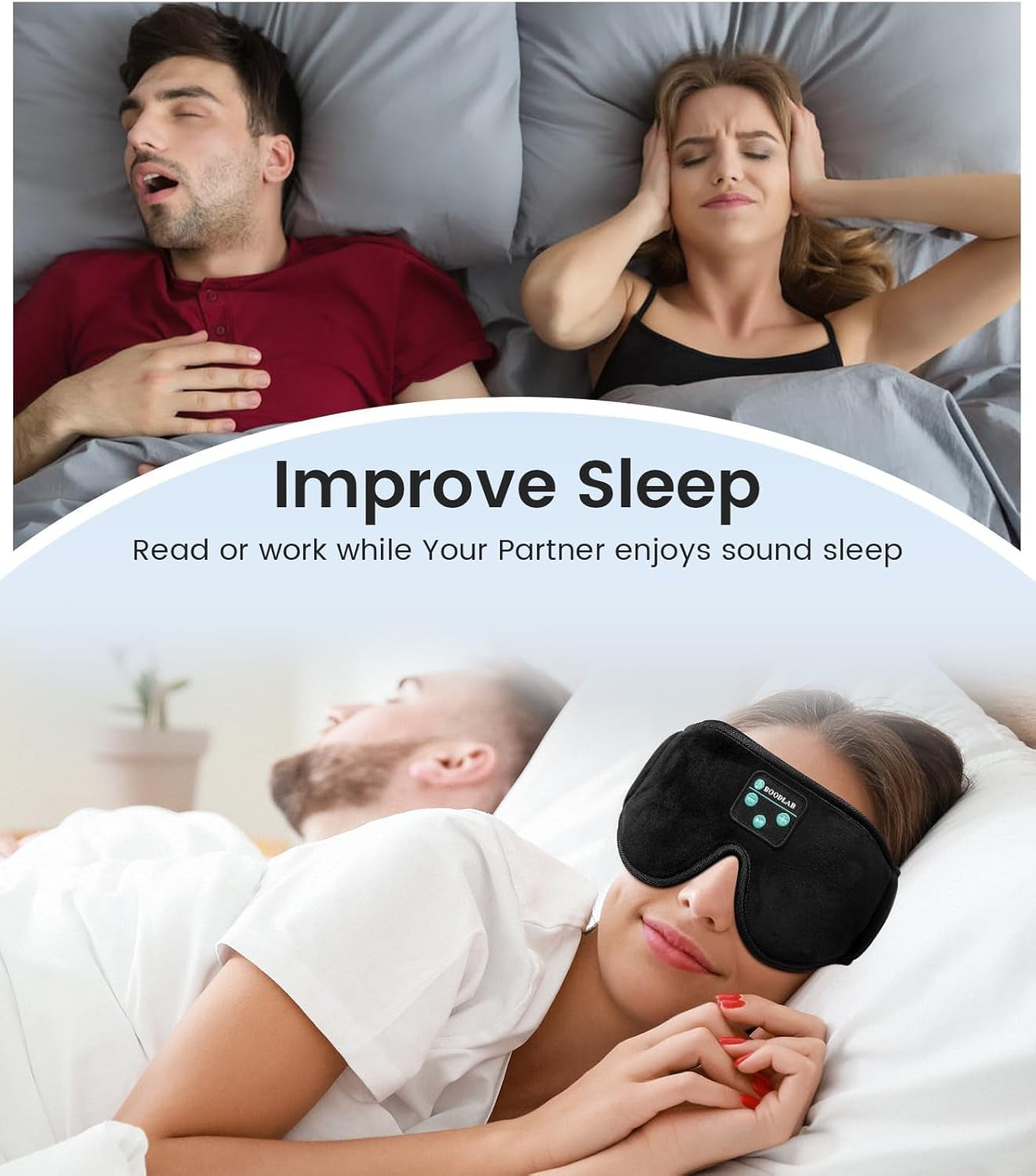 Bluetooth Sleep Mask,  Sleep Mask with Bluetooth Headphones, Sleeping Headphones for Side Sleepers Travel Yoga, Cool Tech Gadgets Unique Gift for Valentine'S Mother'S Day Birthday Christmas