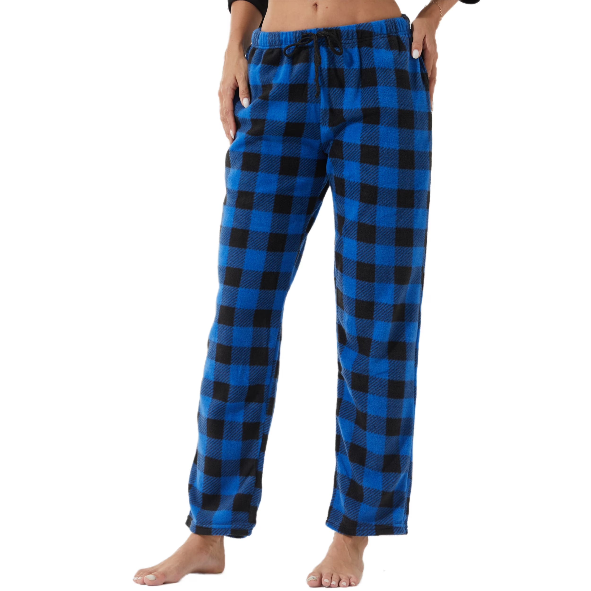 Women Comfy Fleece Plaid Pajama Pants for Sleep Size M