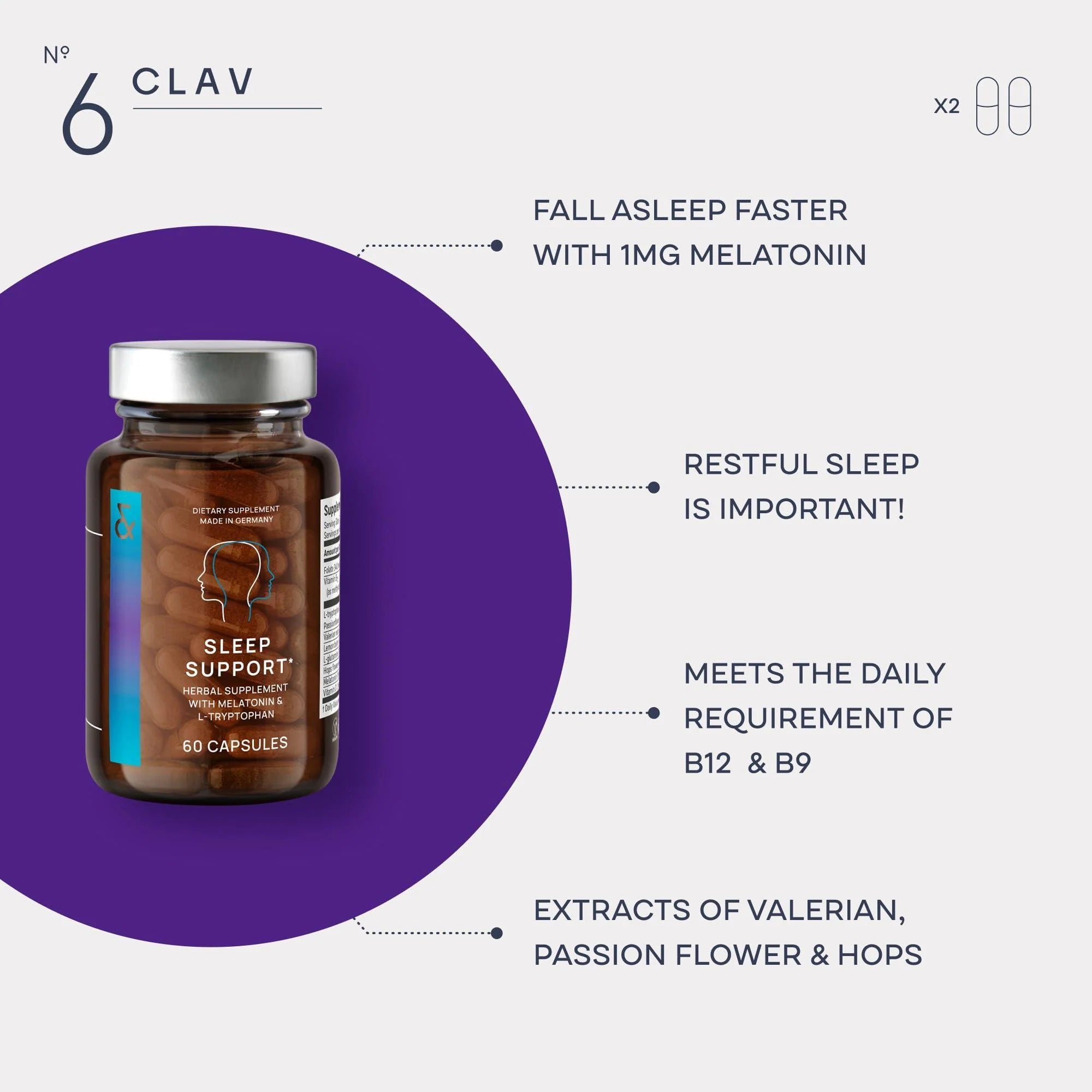 Natural Sleep Support with Melatonin 1 Mg L Tryptophan Passionflower Valerian