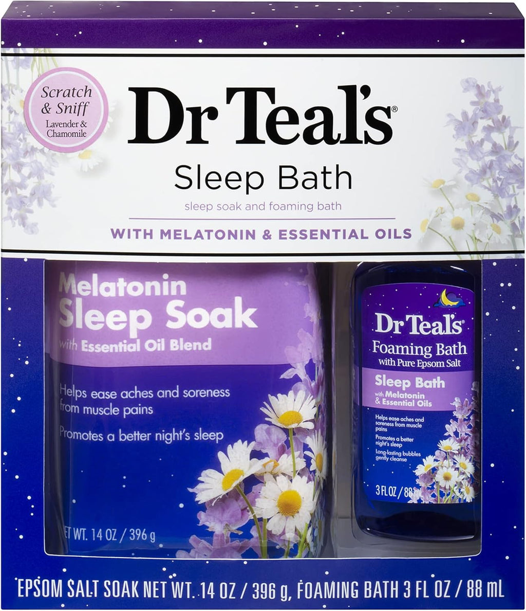 Melatonin Sleep Soak Epsom Salt Solution and Foaming Bath Gift Set