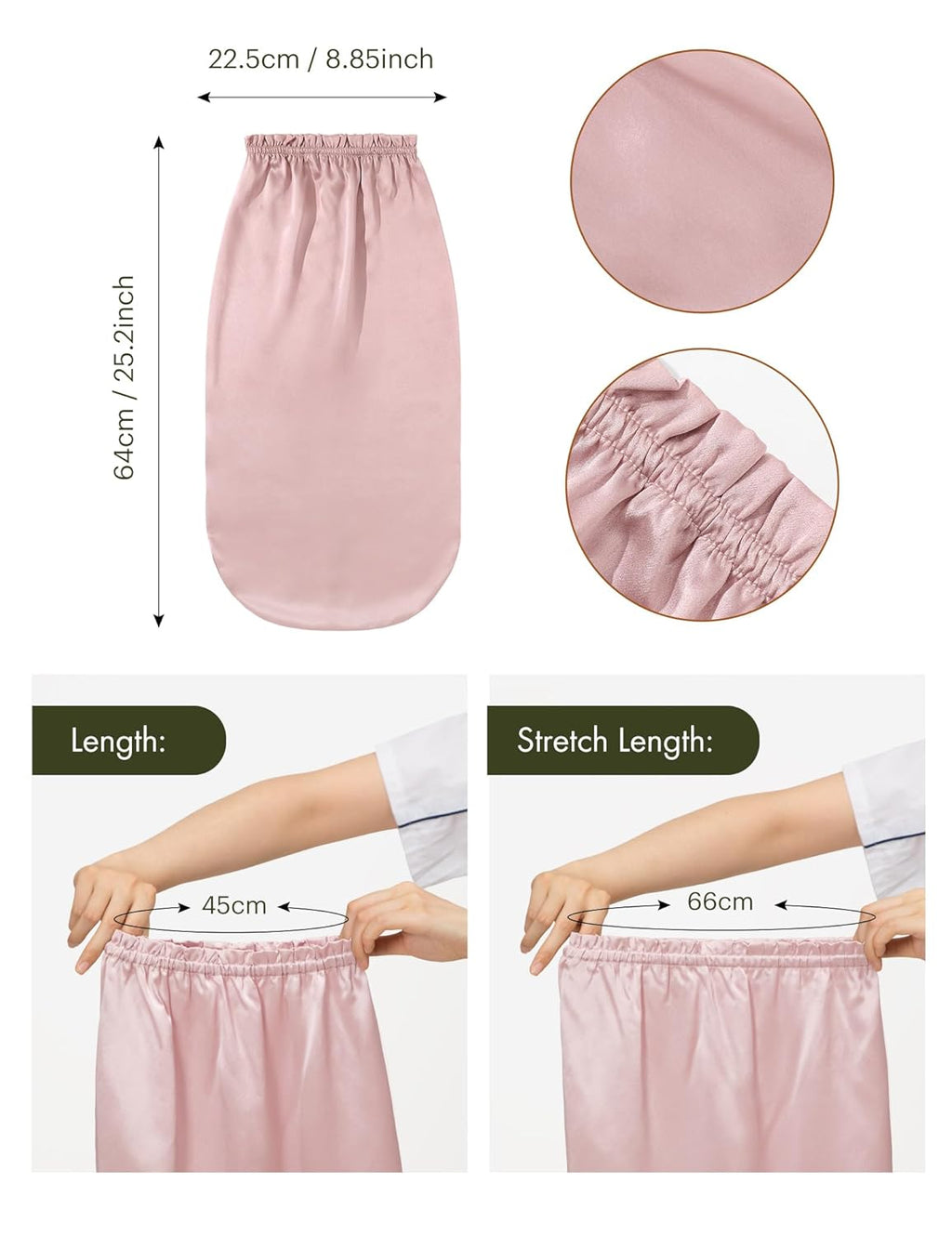 Extra Long Silk Bonnet Sleep Cap for Women Soft Adjustable Hair Bonnet for Braids,Curly,Long Hair- Soft Elastic Band, Rosy Pink