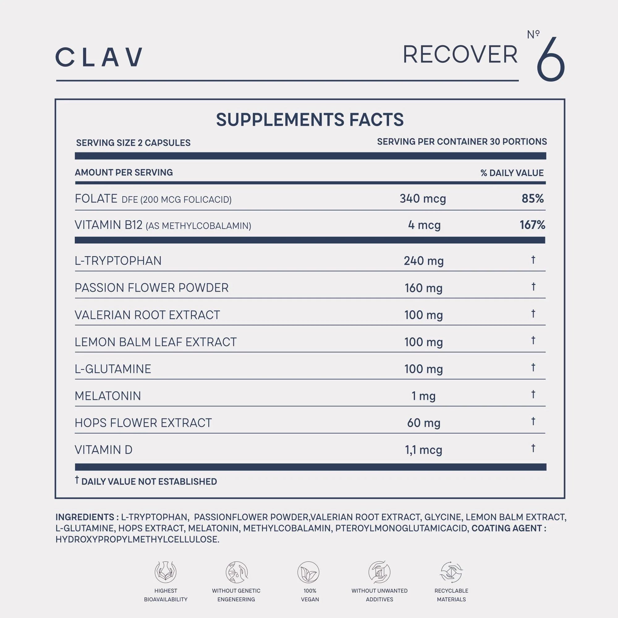 Natural Sleep Support with Melatonin 1 Mg L Tryptophan Passionflower Valerian