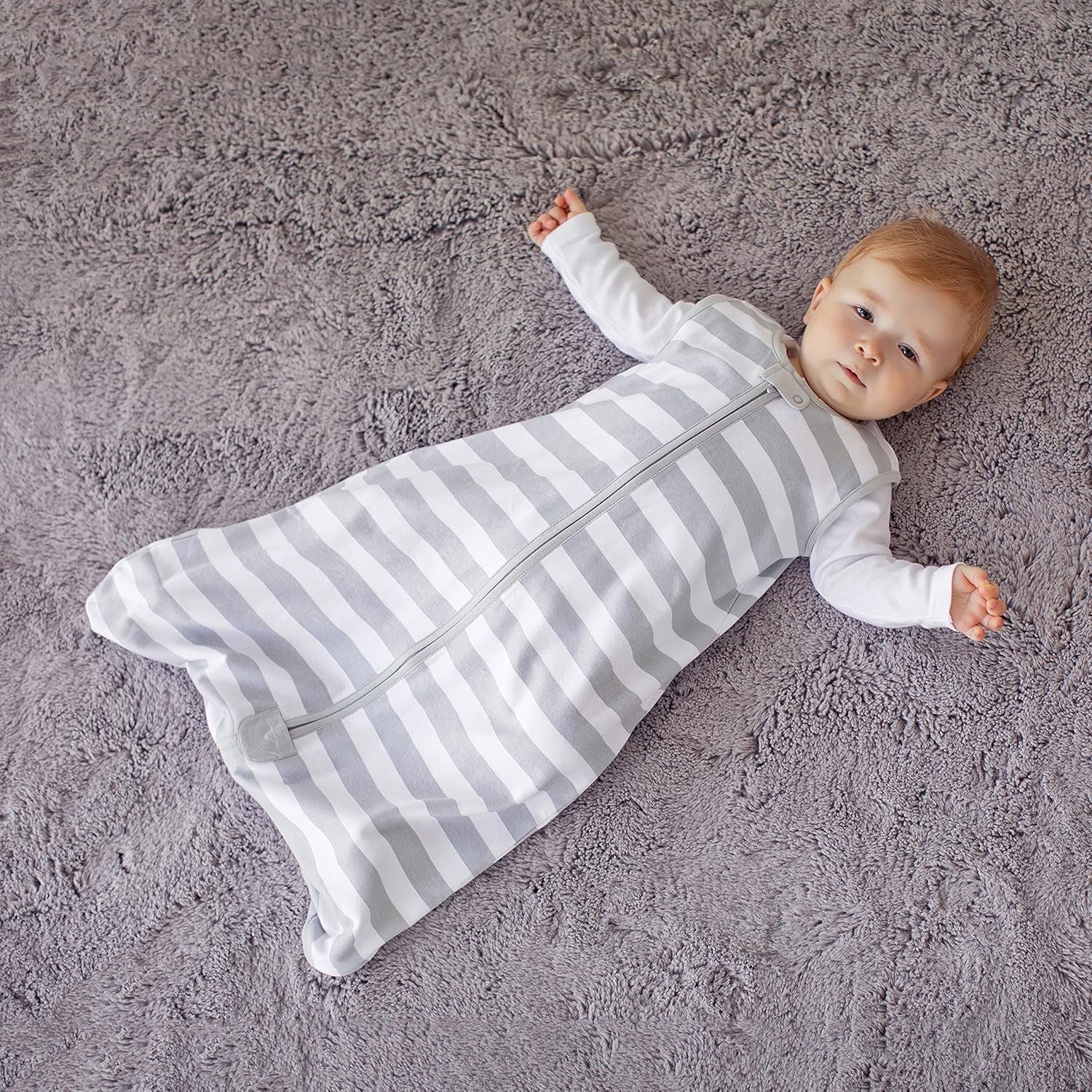 Baby Sleep Sack 0.5 TOG, Organic Cotton Baby Wearable Blanket with Two-Way Zipper, Swaddle Transition Baby Sleeping Bag for Newborn Infant Toddler Boy Girl, 12-18 Months