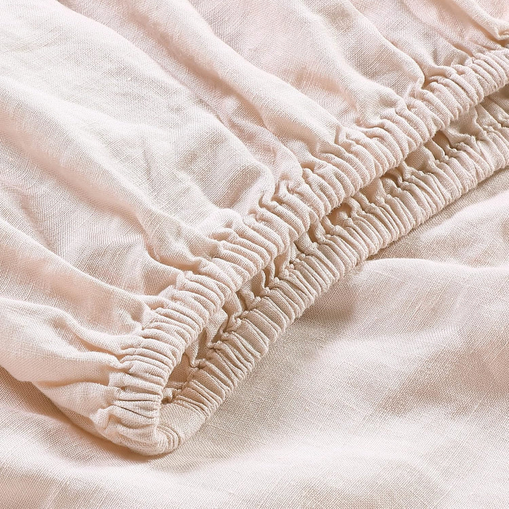 Stone Washed Organic French Linen Bed Sheet Set, GOTS Certified Organic, Best Cooling Linen Sheet Award by Sleep Foundation, 1 Flat Sheet Only (Blush, Full/Queen)