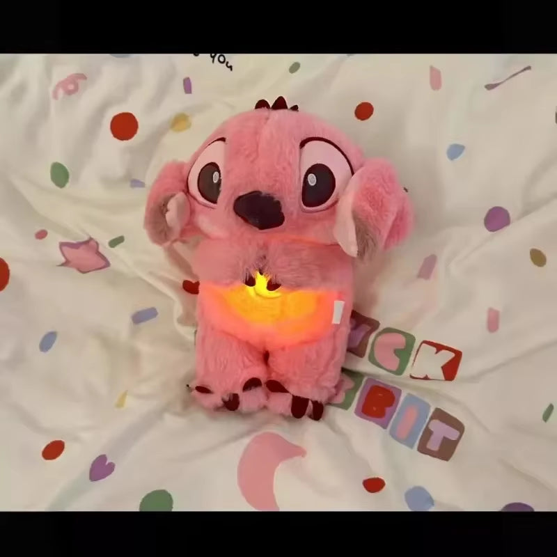 Stitch Anime Plush Doll with Lighting Music Airbag Kawaii Appease Toy Baby to Soothe Sleep Peluche for Kids Gift