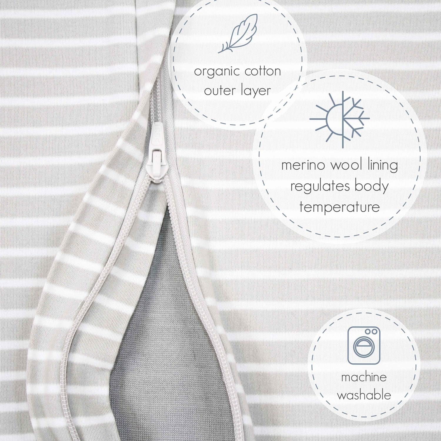 4 Season Baby Sleep Bag with Feet, Merino Wool and Organic Cotton Walker Sleep Bag Sack, Toddler Sleeping Bag, 18-36M, Gray