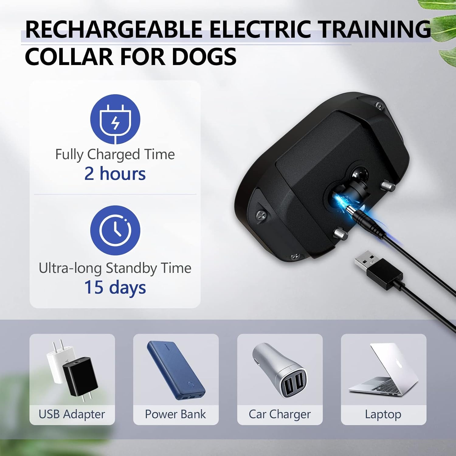Dog Bark Collar, Anti-Barking Pet Training Collar, Waterproof E-Bark Shock Collar for Large Medium Small Dogs, Rechargeable Barking Collar with Beep Vibration Shock, 5 Adjustable Sensitivity (White)