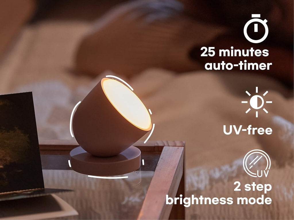 Light Therapy Lamp - Uv-Free LED with 140G Compact Size for Deep Sleep, Rechargeable, 2Step Brightness Mode, 25Minutes Automatic Timer - Daily Sunlight to Sleep Well