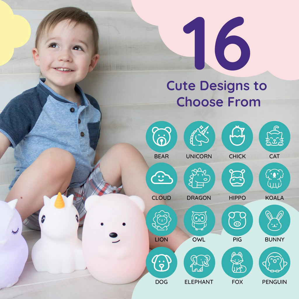 Nursery Nightlight: Bear-Shaped Baby Nightlight - Rechargeable with Remote Bed, Sleep, Crib