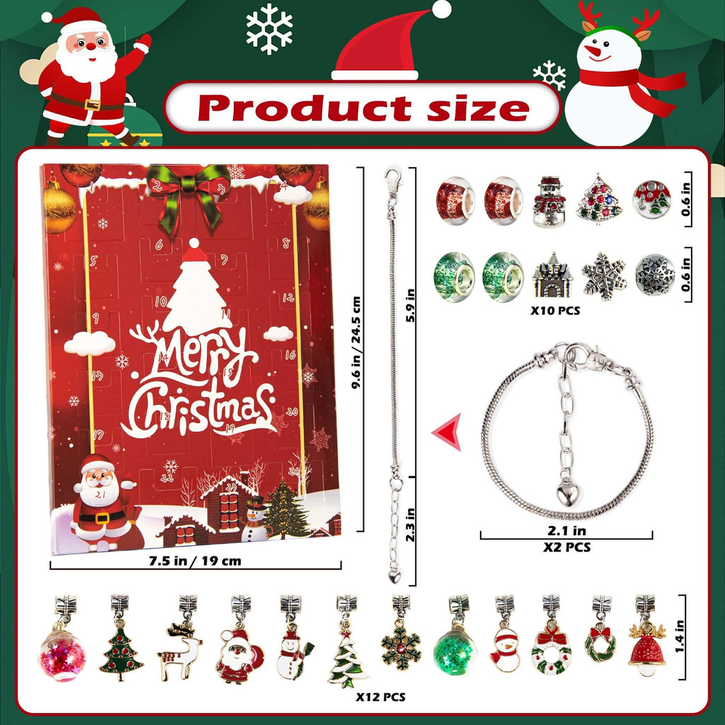Christmas Advent Calendar 2024 Christmas Gifts Bracelets for Girls 24 Days Xm...