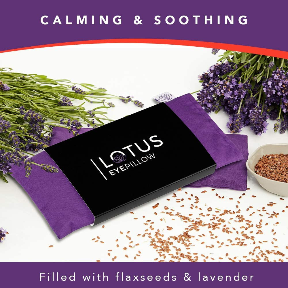 Lotus Weighted Lavender Eye Pillow – Purple Eye Mask for Sleep & Meditation – Aromatherapy Yoga Pillow with Flaxseed – Hot or Cold Compress for Headache & Eye Relief