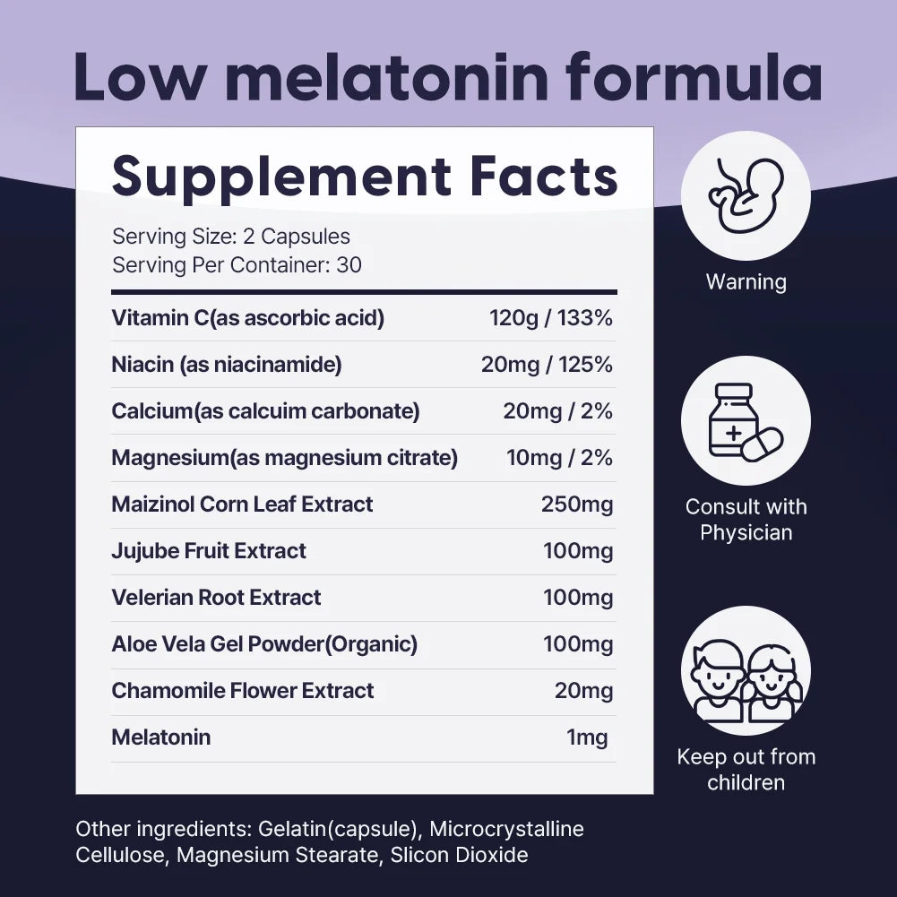 Natural Dreams - Natural Sleep Aid, Non-Habit Forming Sleep Supplement W/ Valerian Root Extract, Melatonin, & Maizinol, 30 Ct