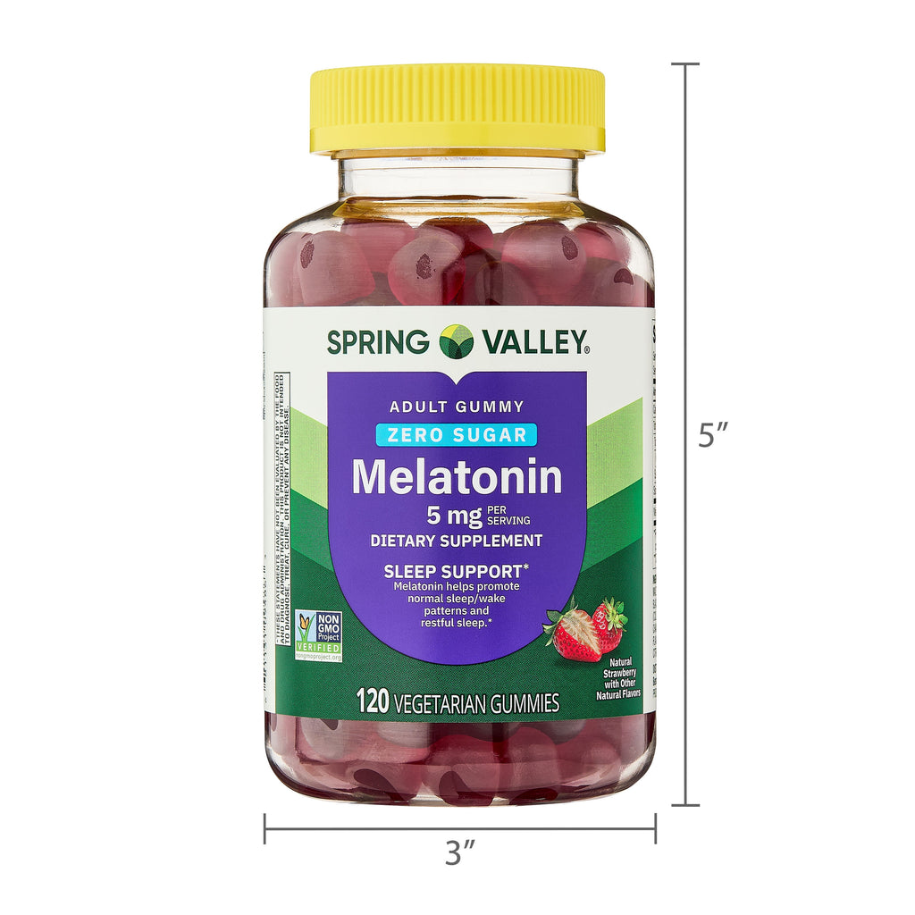 (3 Pack)  Zero Sugar Melatonin Sleep Support Dietary Supplement Gummies, 5 Mg, 120 Count