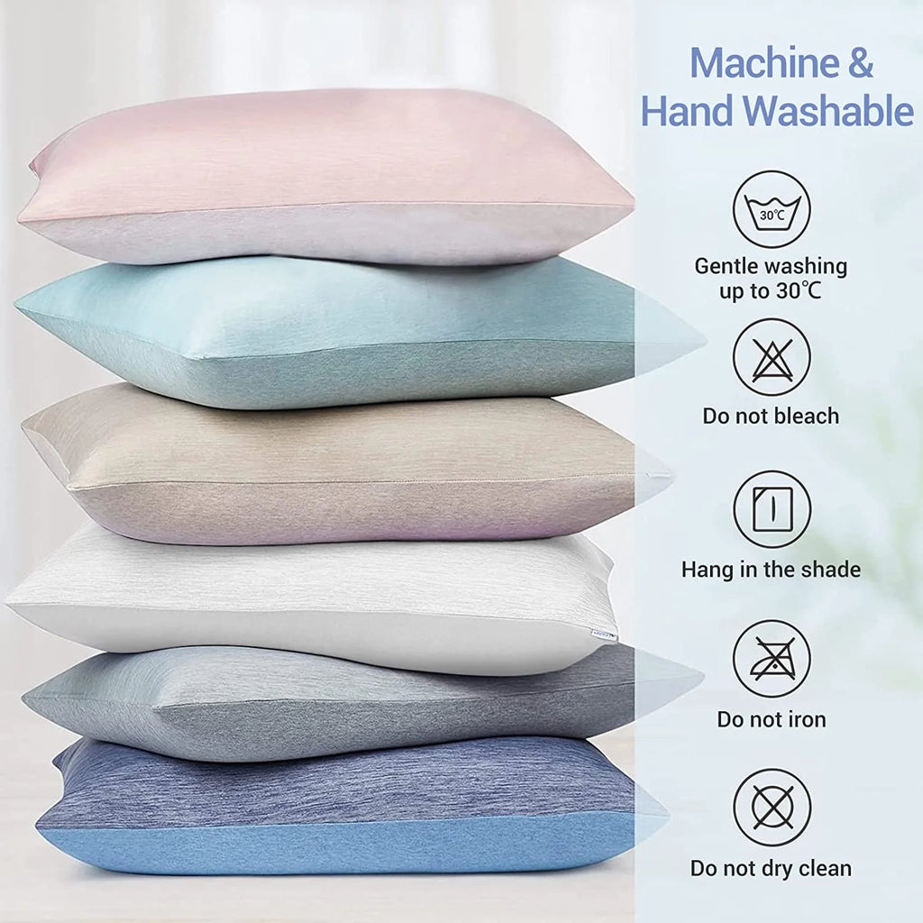 Cooling Pillowcases, Summer Pillowcase with Japanese Q-Max 0.55 Cooling Fiber, Double-Sided Design King Pillow Case with Hidden Zipper, 2 Pack, Green