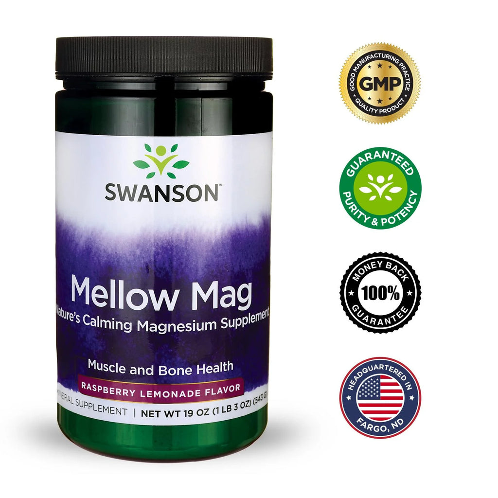 Mellow Mag Calming Anti-Stress Drink Mix Powder, Raspberry Lemonade, 19 Oz