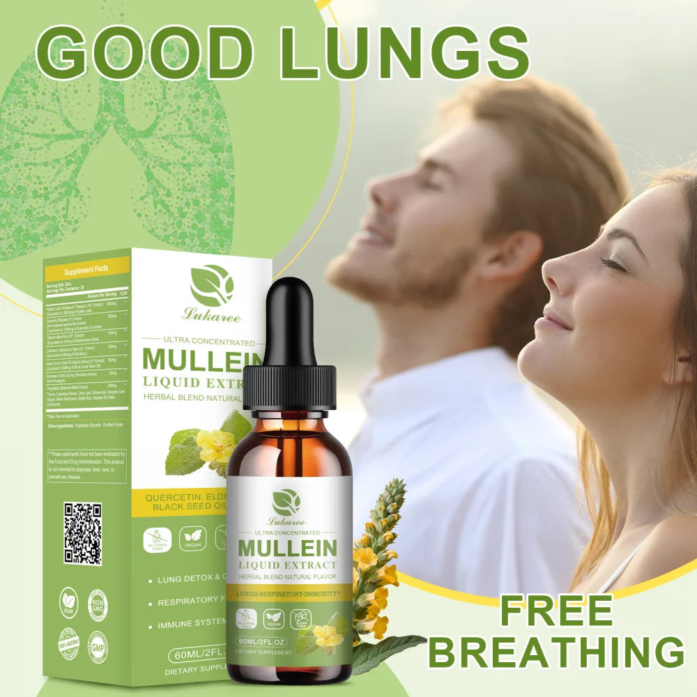 (3 Pack)Mullein Drops for Lungs 300,000‬Mg - Mullein Leaf Extract for Lungs Detox and Respiratory Lung Health - with Chlorophyll, Elderberry,Natural Herbal Supplement for Respiratory, Immune,6 OZ