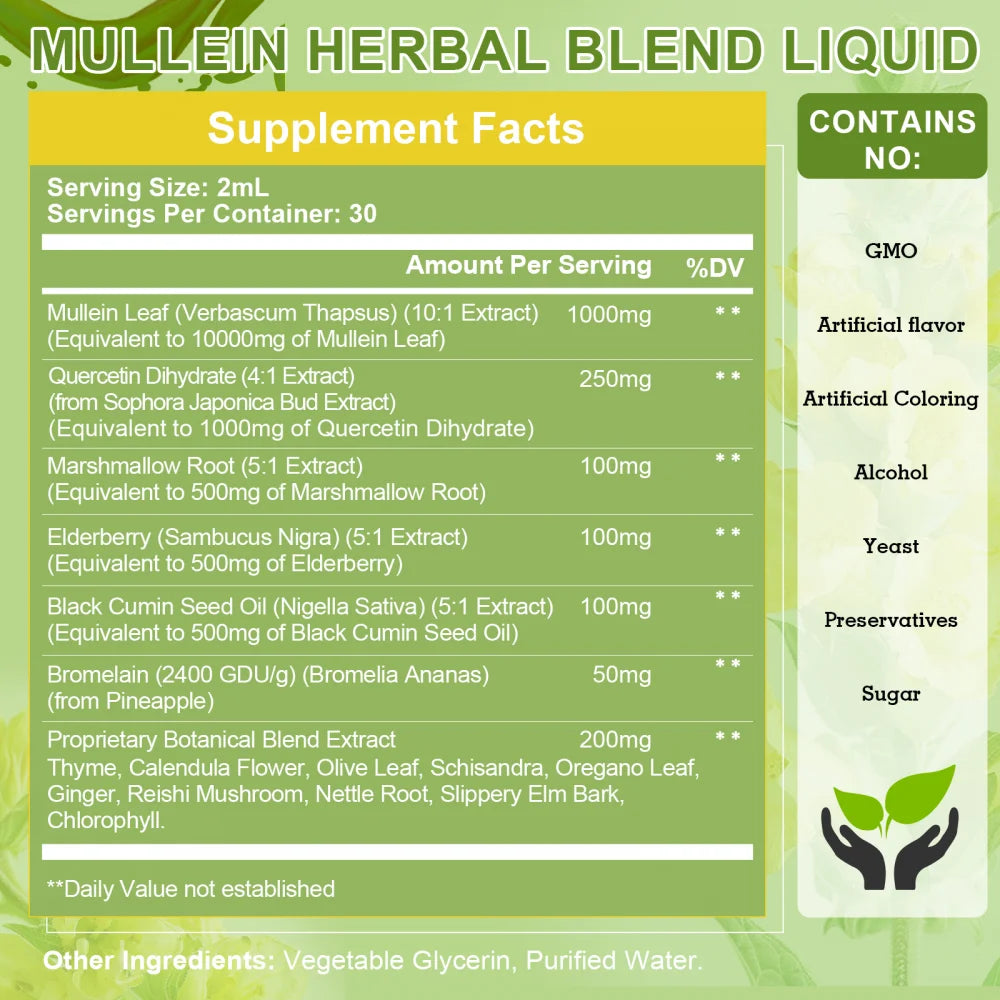 (3 Pack)Mullein Drops for Lungs 300,000‬Mg - Mullein Leaf Extract for Lungs Detox and Respiratory Lung Health - with Chlorophyll, Elderberry,Natural Herbal Supplement for Respiratory, Immune,6 OZ