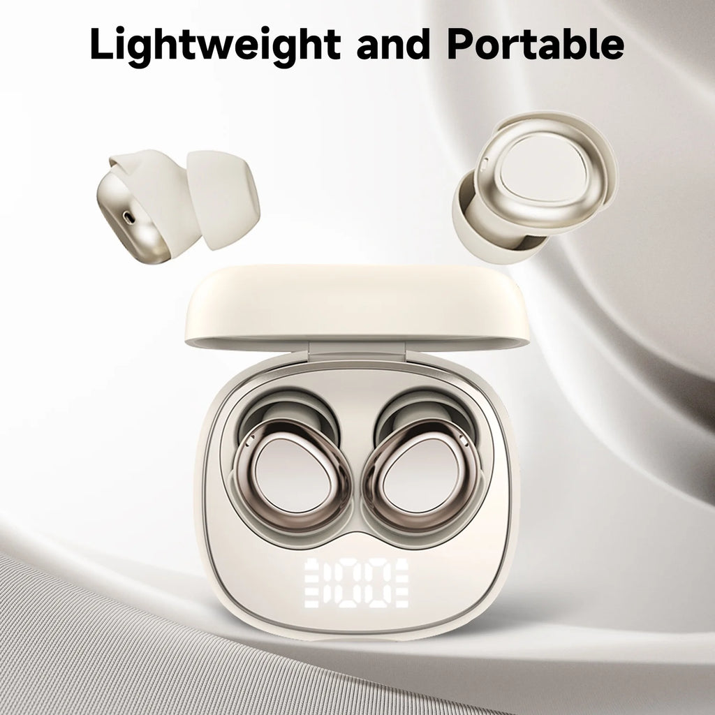 Sleep Ear Buds, Bluetooth 5.4 Ultra-Mini Sleep Earbuds for Side Sleepers, Hi-Fi Stereo 3D Bass Noise Cancelling Wireless Headphones, 53H Playtime with IP7 Waterproof LED Earphones, USB C