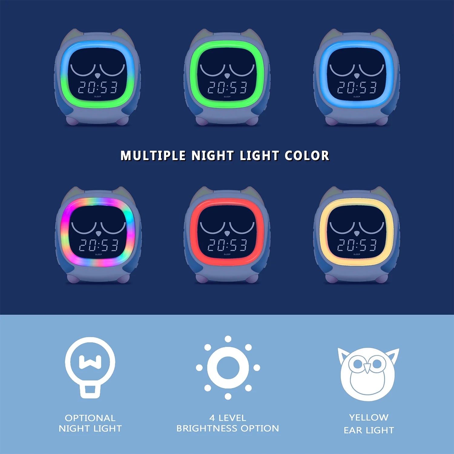 Addo Kids Alarm Clock,Sunrise/Sunset Simulation Bedside Lamp, Grow Children'S Clock Trainer,White Noise Sleep Sounds Wake up Clock Owl  CKS912