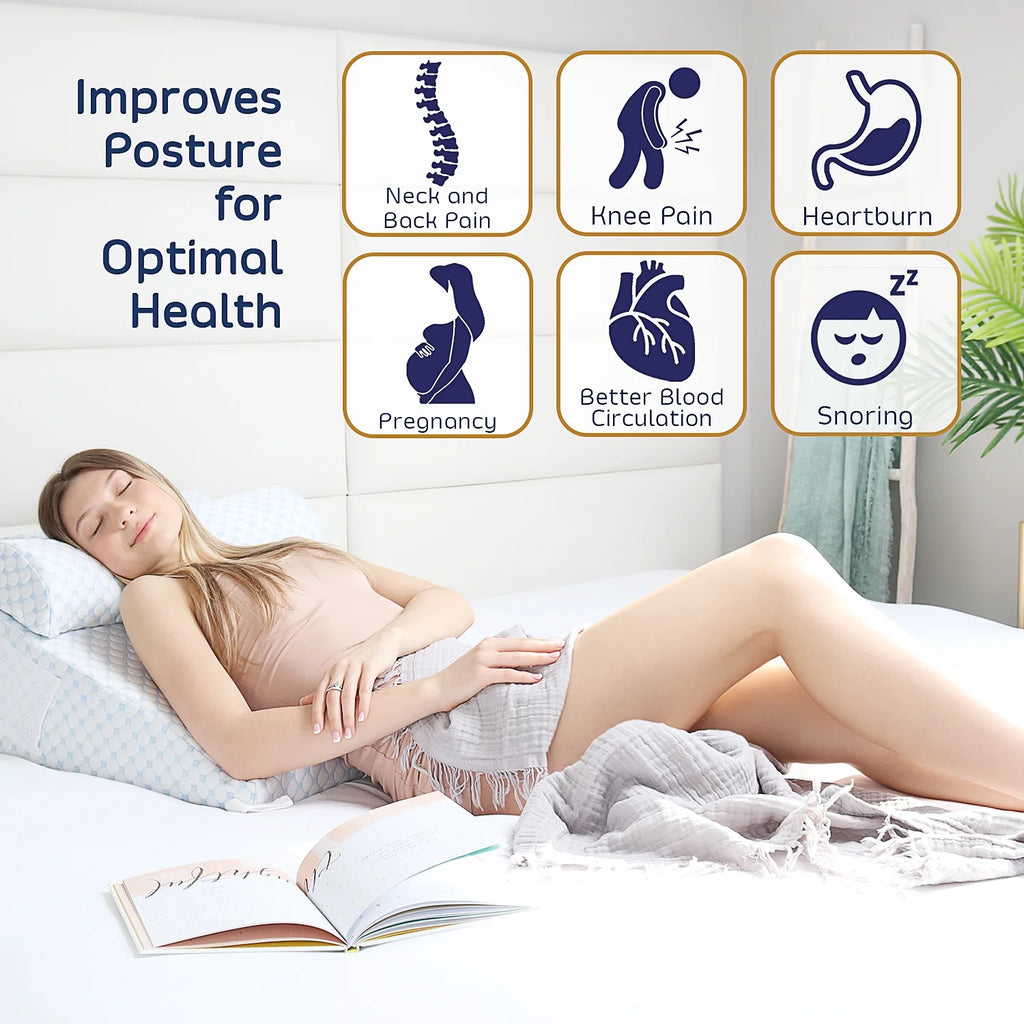 Memory Foam Adjustable Wedge Cervical Pillows, with Cooling Pillow Cover