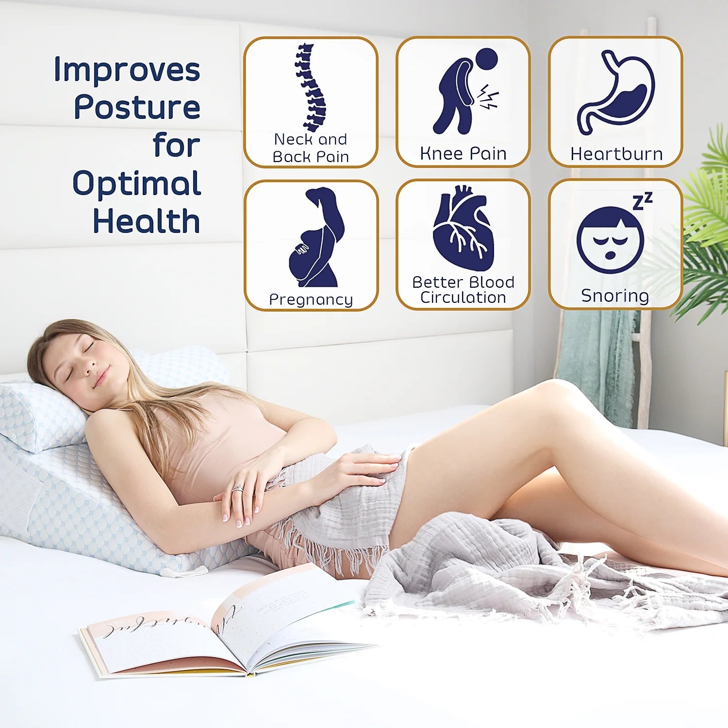 Memory Foam Adjustable Wedge Cervical Pillows, with Cooling Pillow Cover