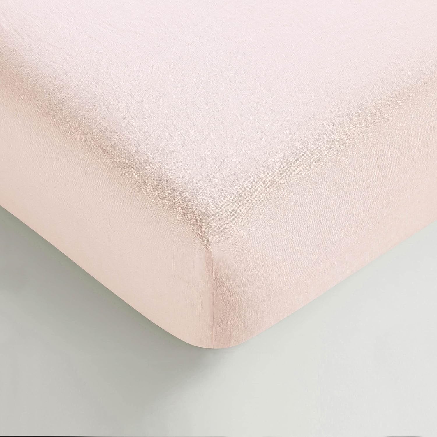 Stone Washed Organic French Linen Bed Sheet Set, GOTS Certified Organic, Best Cooling Linen Sheet Award by Sleep Foundation, 1 Flat Sheet Only (Blush, Full/Queen)
