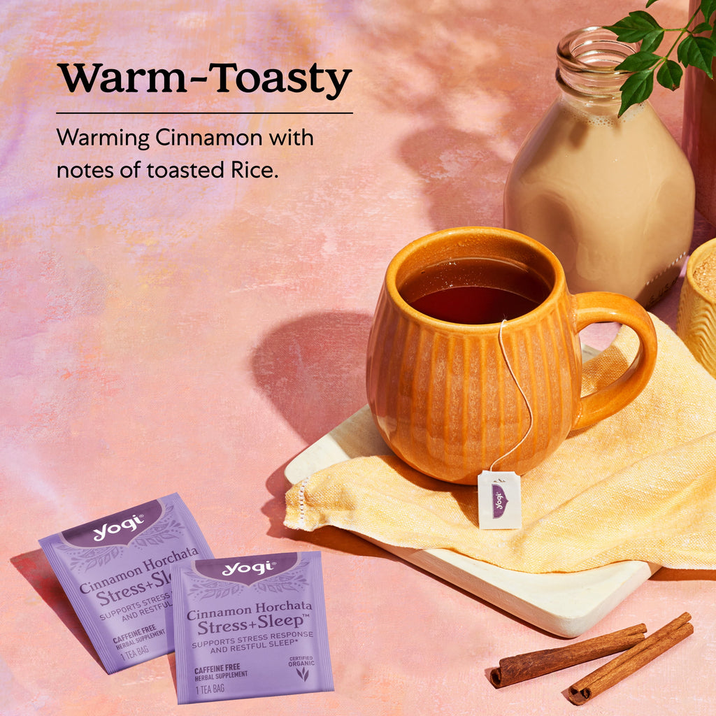 Tea, Cinnamon Horchata Stress + Sleep, Herbal Tea, Wellness Tea Bags, 4 Boxes of 16