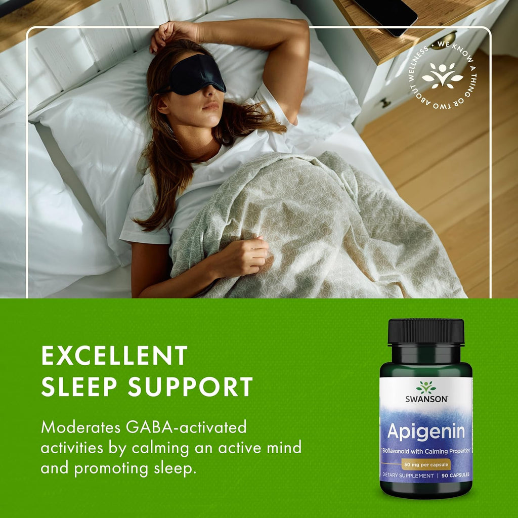 Apigenin Supplement, 50Mg Capsules (90 Count), Helps Promote Sleep, Stress Relief & Overall Men'S Health