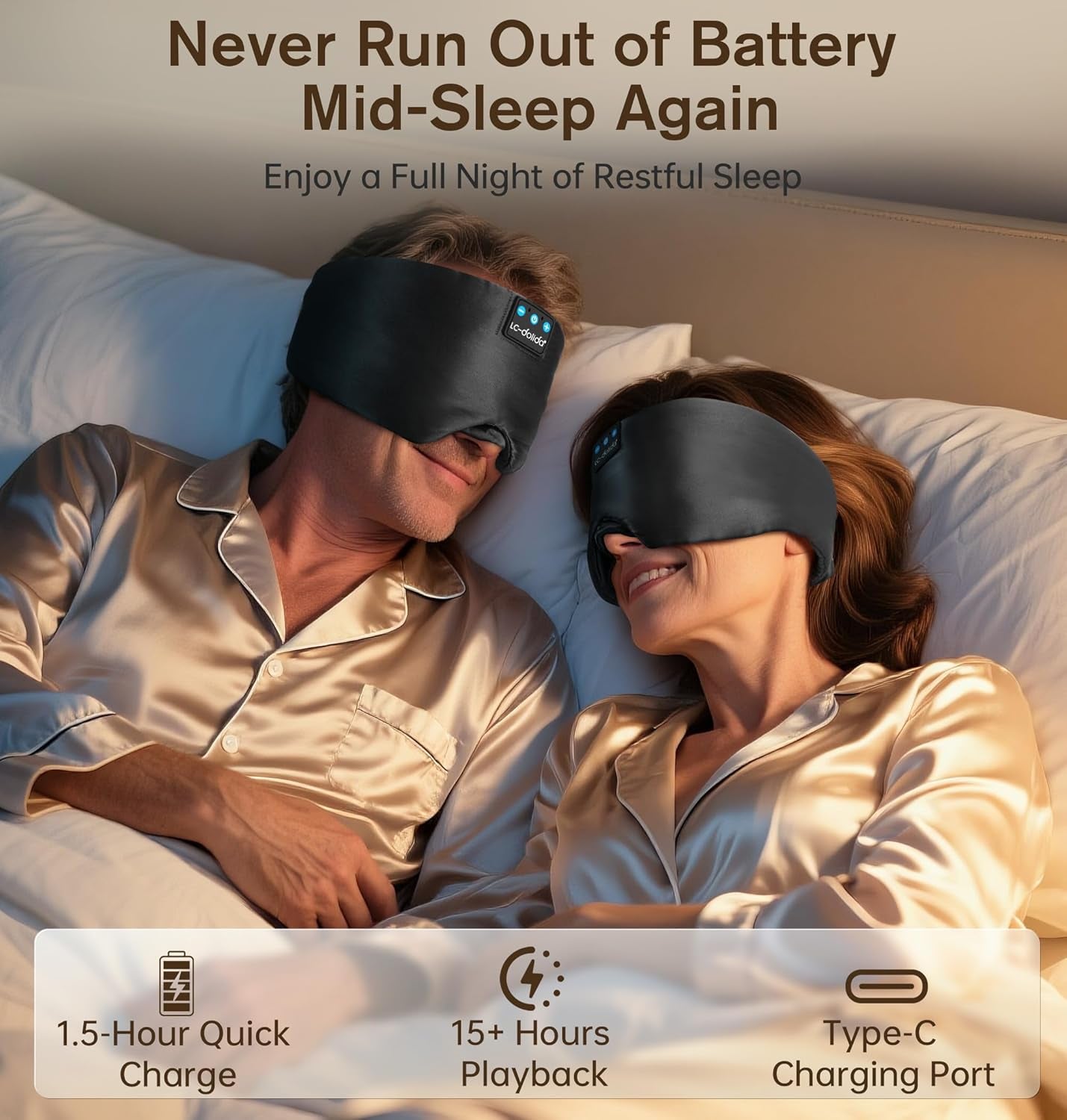 Luxurious Silk Soft Sleep Mask, Sleep Headphones with Bluetooth 5.4 for Side Sleeper, Total Blackout Eye Sleeping Mask for Women and Men, Ideal Gift for Restful Sleep, Travel(Black)