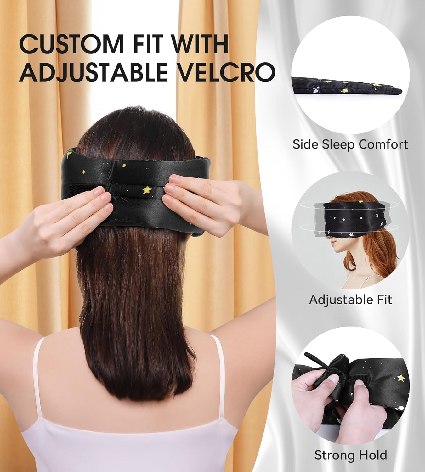 Mulberry Silk Bluetooth Sleep Mask with HD Stereo Sound, Wireless Sleep Headband Headphones for Side Sleepers, Adjustable Size, Total Light Blocking, Perfect for Travel Relaxation Sleep