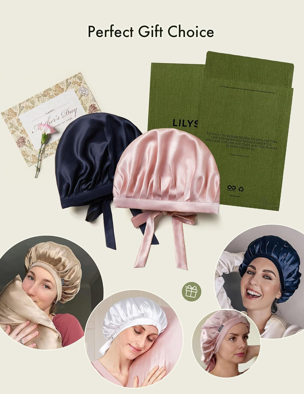 100% Mulberry Silk Bonnet, 19 Momme Silk Night Sleep Cap Adjustable Hair Wrap for Sleeping, Ivory